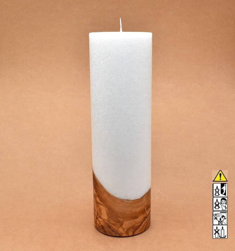 Kerze mit Holzelement, Individuelle, persönliche Hochzeitskerze  Holzkerze, Rund Stearinoptik, Hochzeitskerze mit Teelicht im Kerzen online Shop für Hochzeiten bestellen, günstig kaufen.