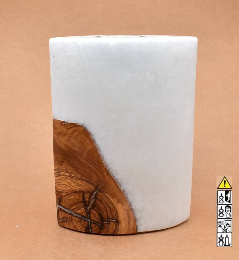 Kerze mit Holz Individuelle, perönliche Hochzeitskerze  Oval Kanten spitz  mit Teelicht im Kerzen online Shop für Hochzeiten bestellen, günstig kaufen.