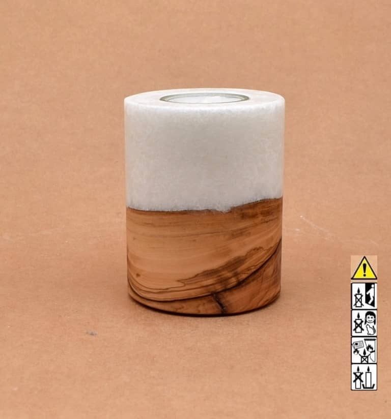 Hochzeitskerze, Kerze mit Holzeinsatz, Teelicht rund, Stearin, im Kerzen online Shop für Hochzeiten bestellen, günstig kaufen.