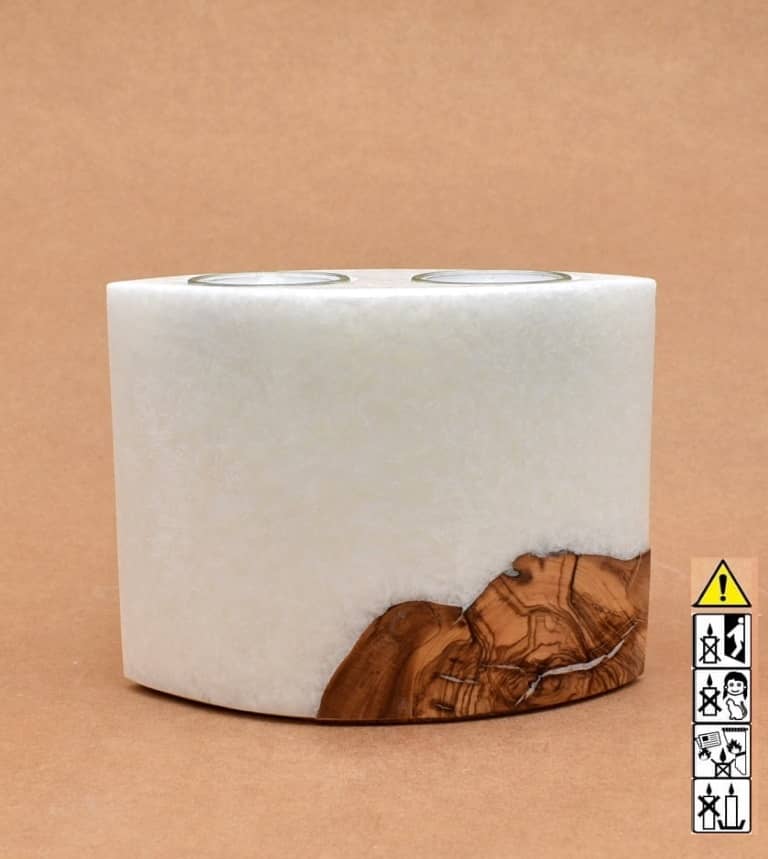 Hochzeitskerze, Kerze mit Holzeinsatz, Teelicht rund, Stearin, im Kerzen online Shop für Hochzeiten bestellen, günstig kaufen.