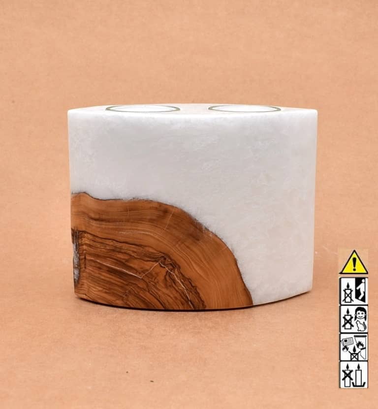 Hochzeitskerze, Kerze mit Holzeinsatz, Teelicht rund, Stearin, im Kerzen online Shop für Hochzeiten bestellen, günstig kaufen.