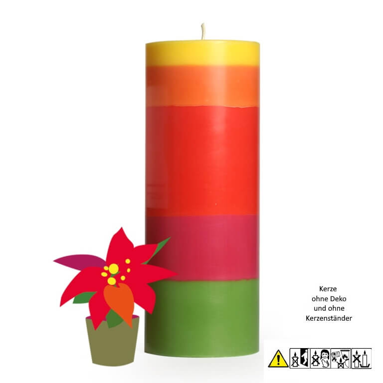 Bunte Stumpenkerze "Weihnachtsstern" 75 x 200 mm