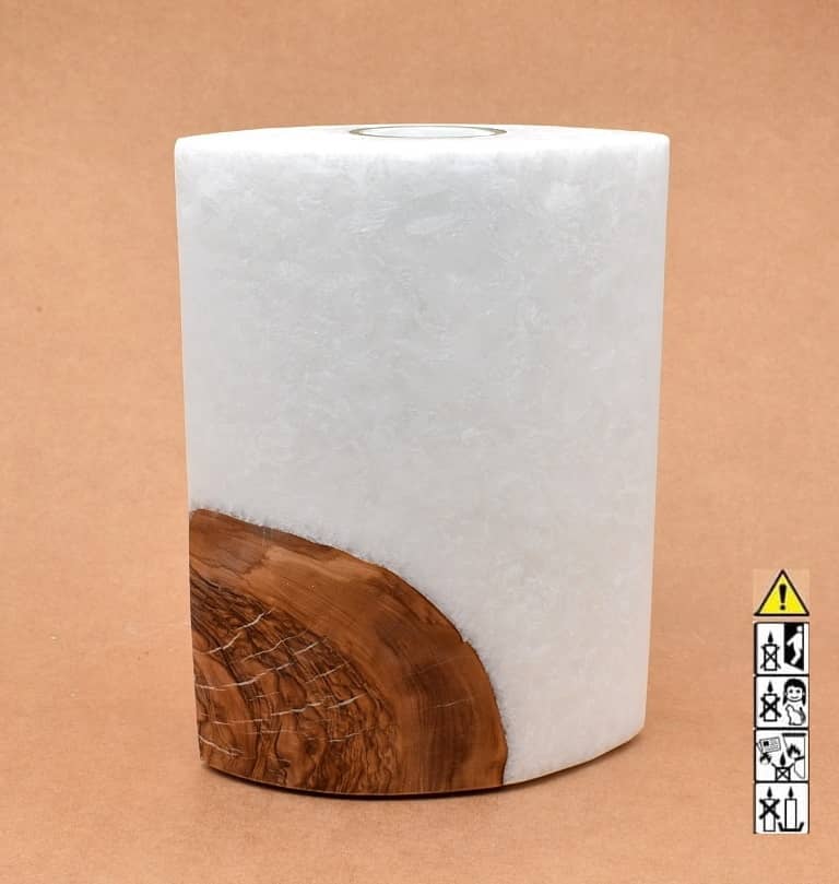 Kerze mit Holzelement, Individuelle, persönliche Hochzeitskerze  Holzkerze, Rund Stearinoptik, Hochzeitskerze mit Teelicht im Kerzen online Shop für Hochzeiten bestellen, günstig kaufen.