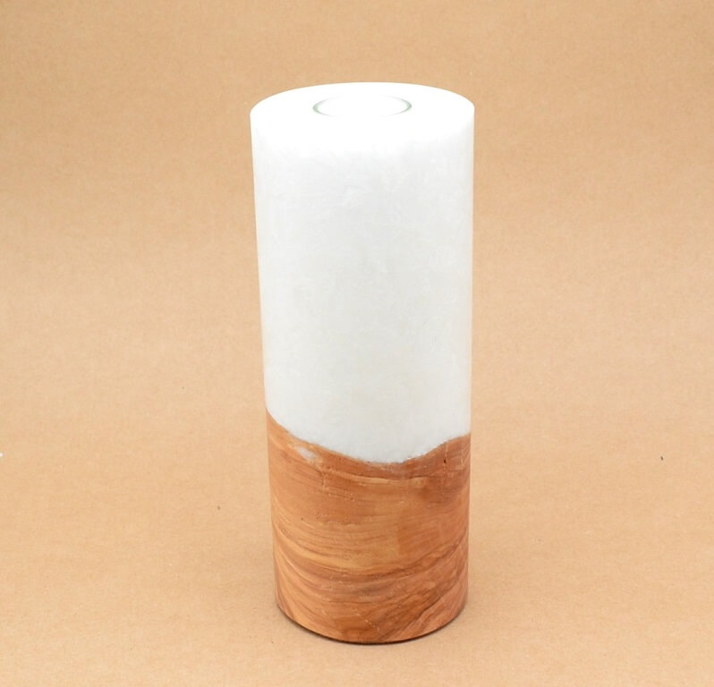 Kerze mit Holz Unikat Rund 100 x 250 mm Nr.6