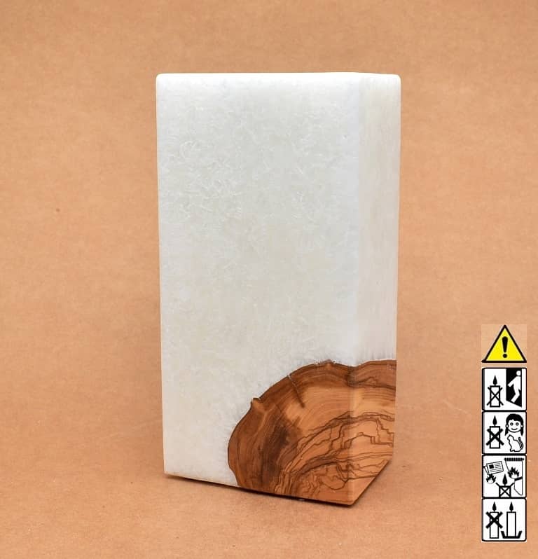 Kerze mit Holz Unikat Quader 70 x 100 x 200 mm mit Teelicht Nr.: 4