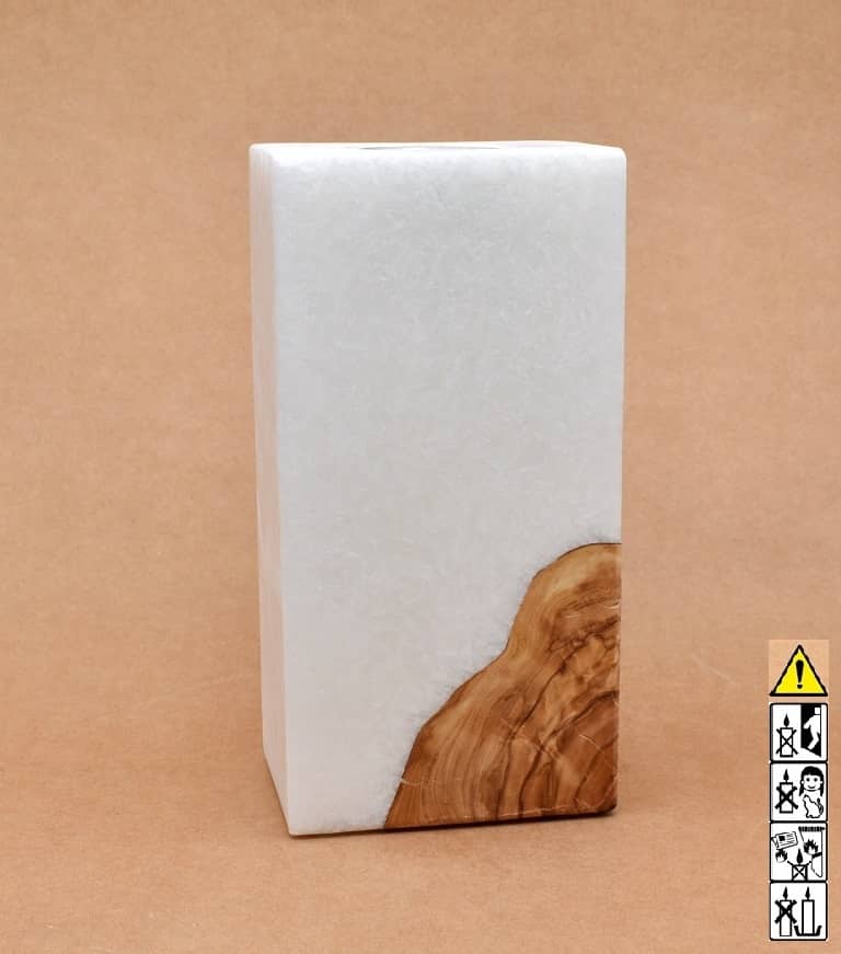 Kerze mit Holz Quader Stearin Teelicht Kerze mit Holzeinsatz mit einem Teelicht ,Quader groß, 70x100x200mm unikat