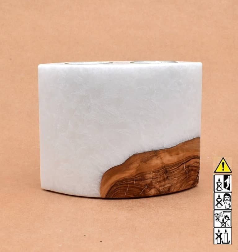 Hochzeitskerze, Kerze mit Holzeinsatz, Teelicht rund, Stearin, im Kerzen online Shop für Hochzeiten bestellen, günstig kaufen.