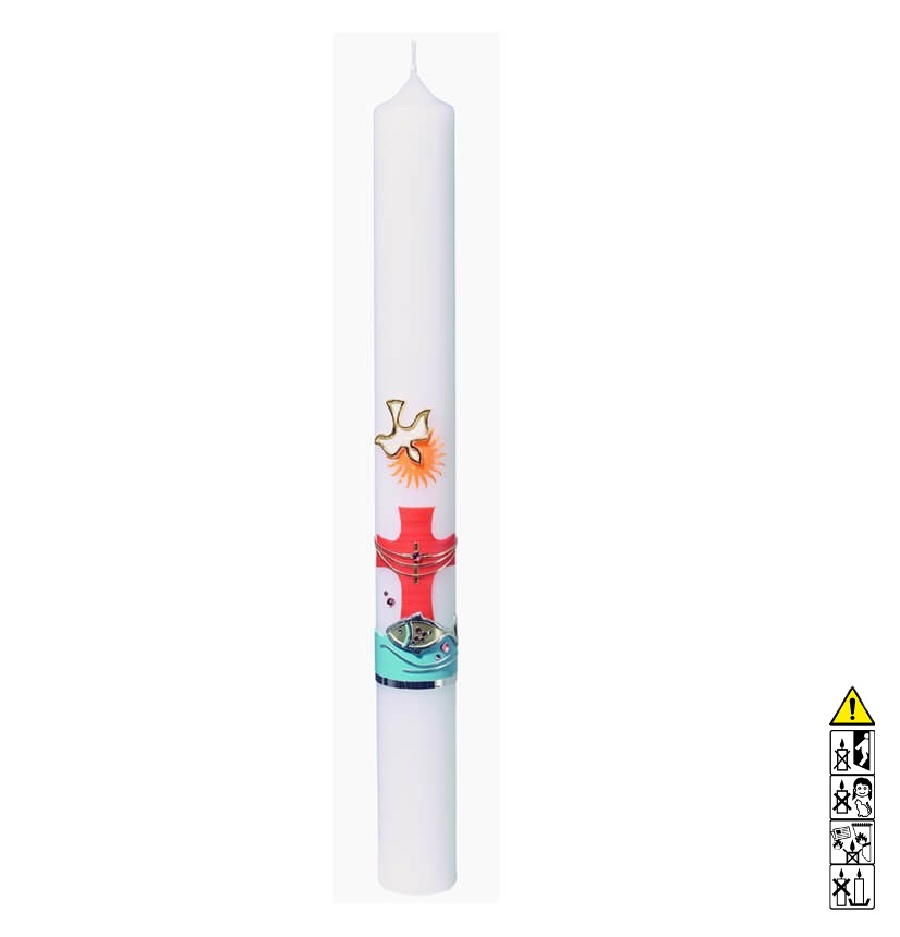 Taufkerze Kreuz oronage in Wasser 400 x 40 mm Taufkerze kaufen mit Motiv Kreuz oronage in Wasser 400 x 40 mm