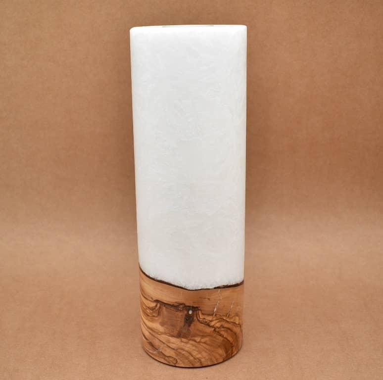 Kerze mit Holz Unikat Rund 100 x 300 mm Nr. 3