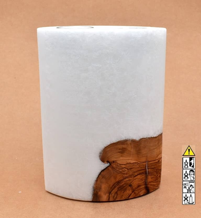 Kerze mit Holzelement, Individuelle, persönliche Hochzeitskerze  Holzkerze, Rund Stearinoptik, Hochzeitskerze mit Teelicht im Kerzen online Shop für Hochzeiten bestellen, günstig kaufen.