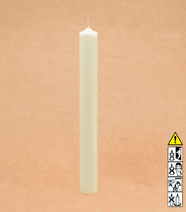 Kerzenrohling Altarkerze Spitzkopfkerze 400 x 40 mm Ceresin / elfenbein