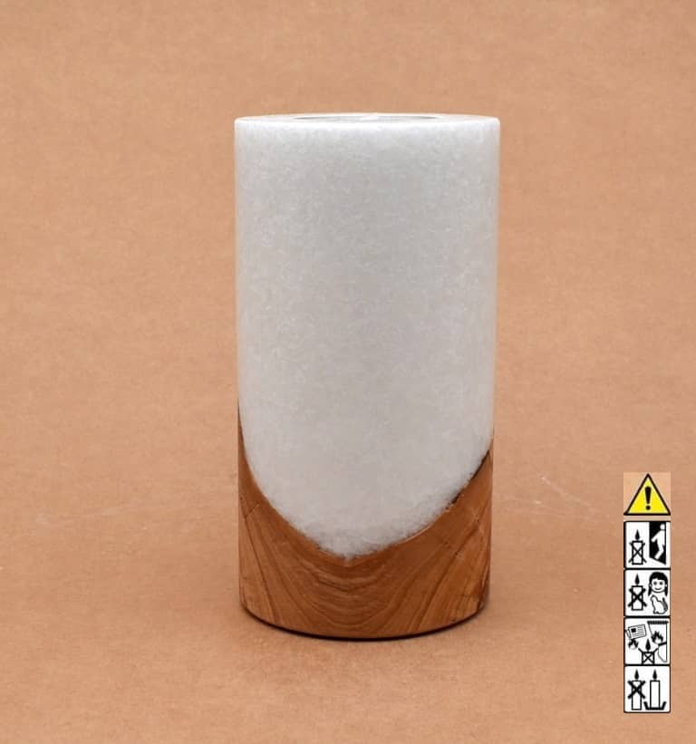 Kerze mit Holz Unikat Rund 80 x 150 mm mit Teelicht Nr.: 12