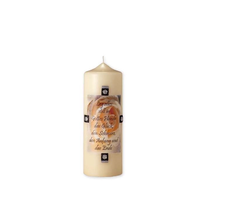 Eine hochwertige Kerze für die Trauer und zum Gedenken vanilla Leg alles Still 200 x 70 mm