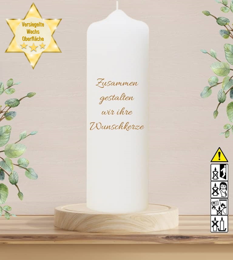 Personalisierte Kerze "selbst gestaltet" 30 cm hoch Personalisierte Kerze "selbst gestaltet" 30 cm hoch