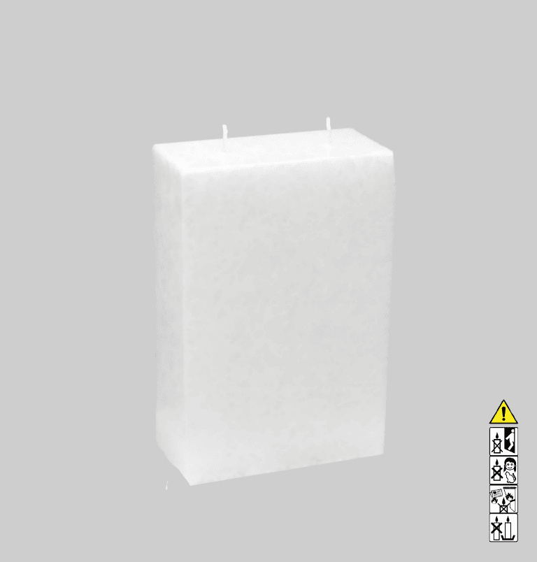 Kerzenrohling Quader Stearin weiß-kristall 70 x 140 x 210 mm 2 Dochte