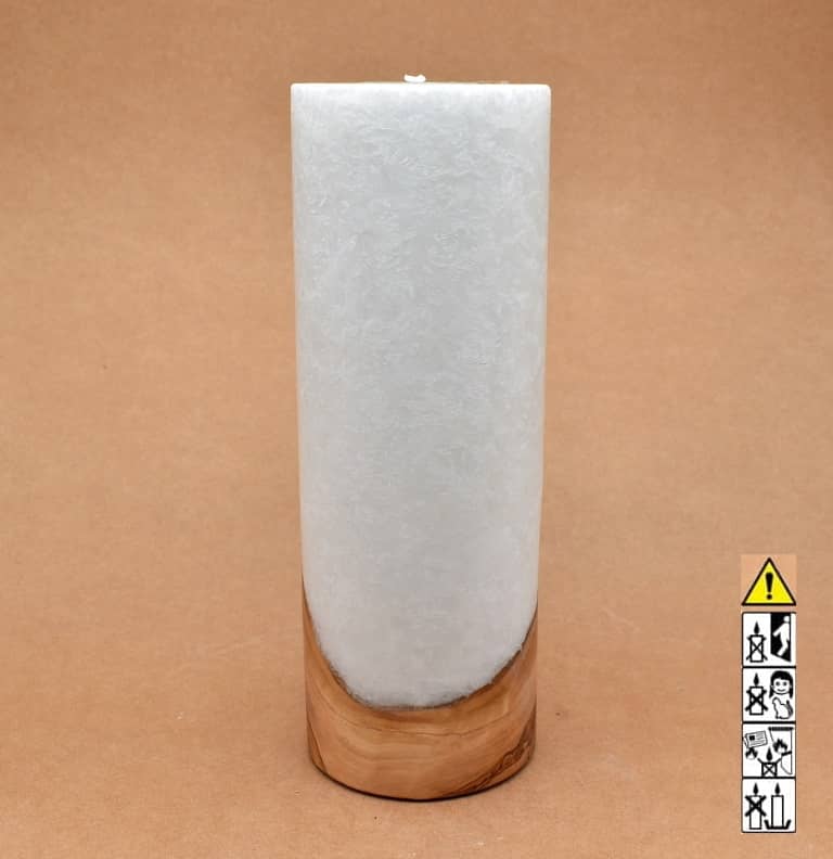 Kerze mit Holzelement, Individuelle, perönliche Hochzeitskerze  Holzkerze, Rund Stearinoptik, Hochzeitskerze mit Teelicht im Kerzen online Shop für Hochzeiten bestellen, günstig kaufen.