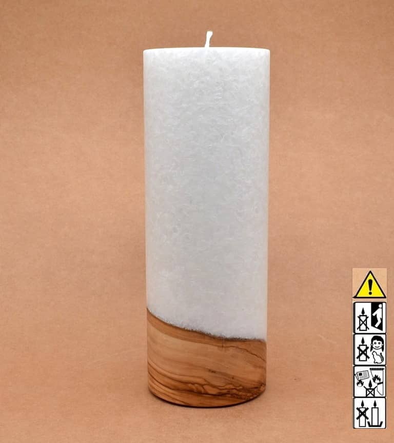 Kerze mit Holzelement, Individuelle, persönliche Hochzeitskerze  Holzkerze, Rund Stearinoptik, Hochzeitskerze mit Teelicht im Kerzen online Shop für Hochzeiten bestellen, günstig kaufen.