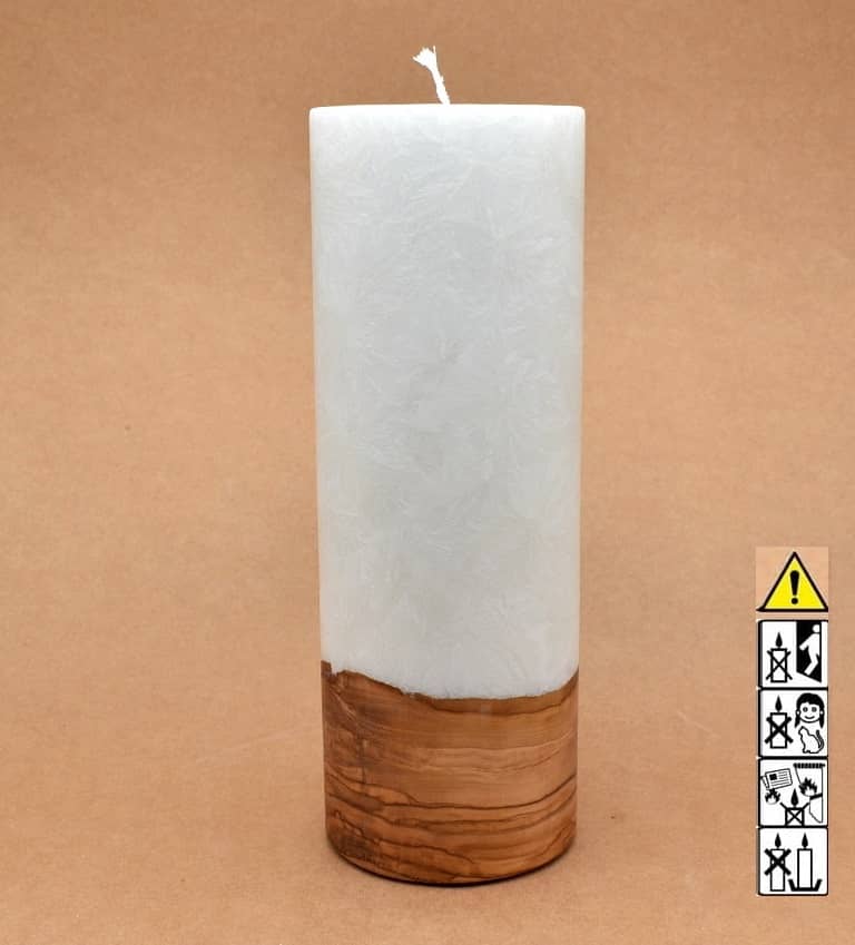 Kerze mit Holzelement, Individuelle, persönliche Hochzeitskerze  Holzkerze, Rund Stearinoptik, Hochzeitskerze mit Teelicht im Kerzen online Shop für Hochzeiten bestellen, günstig kaufen.