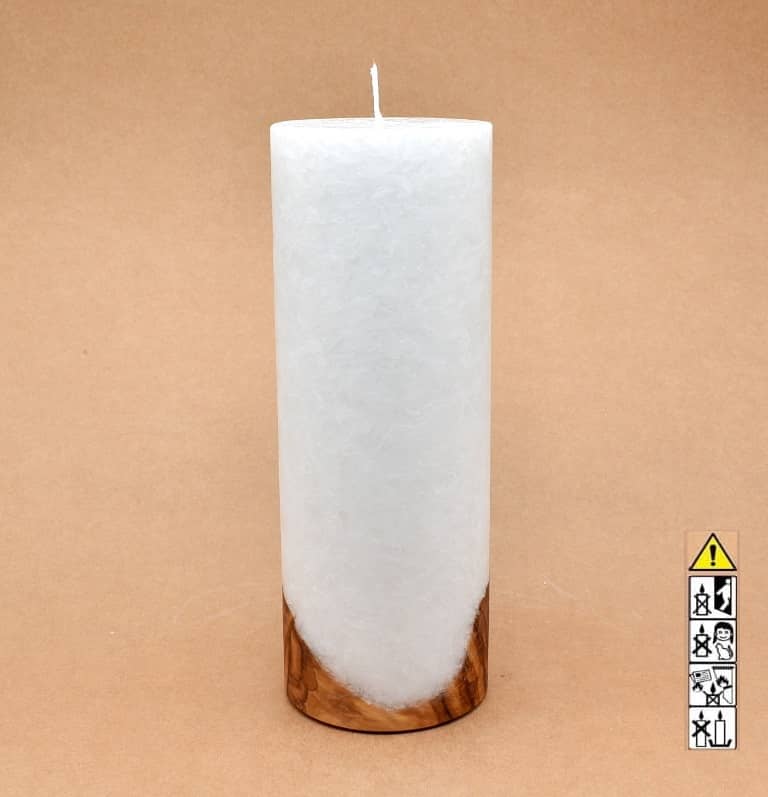 Kerze mit Holzelement, Individuelle, persönliche Hochzeitskerze  Holzkerze, Rund Stearinoptik, Hochzeitskerze mit Teelicht im Kerzen online Shop für Hochzeiten bestellen, günstig kaufen.