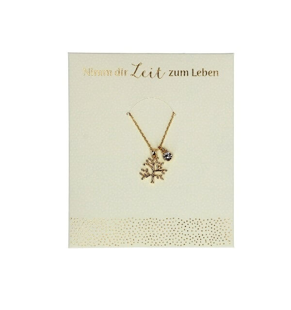 Kette Lebensbaum gold, Kommunion Kette zur Kommunion, Lebensbaum gold an feiner Gliederkette schönes Kommuniongeschenk