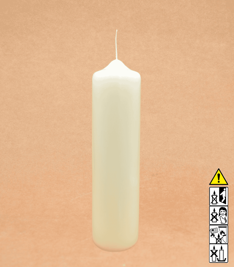 Kerzenrohling Spitzkopfkerze 300 x 60 mm getaucht elfenbein