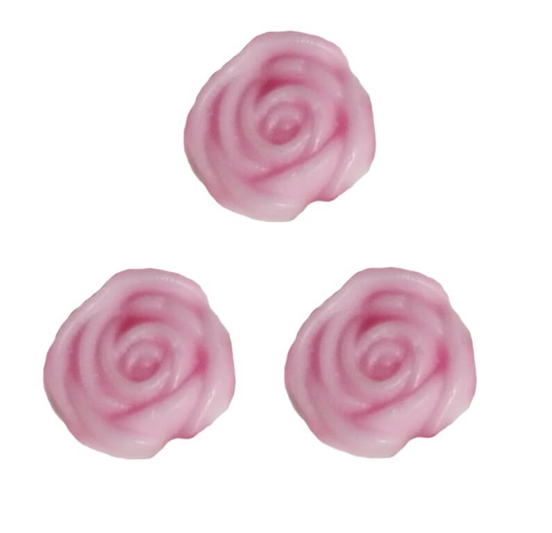Rosenblüte 15mm in rosa (3 Stück)