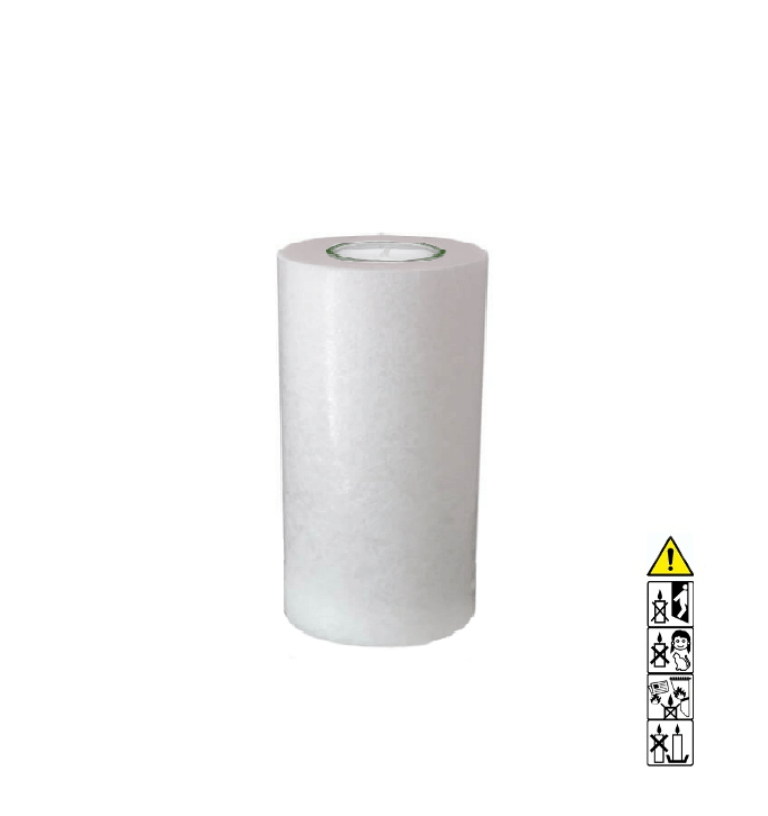 Kerzenrohling Rund Stearin weiß-kristall 100 x 200 mm mit Teelicht