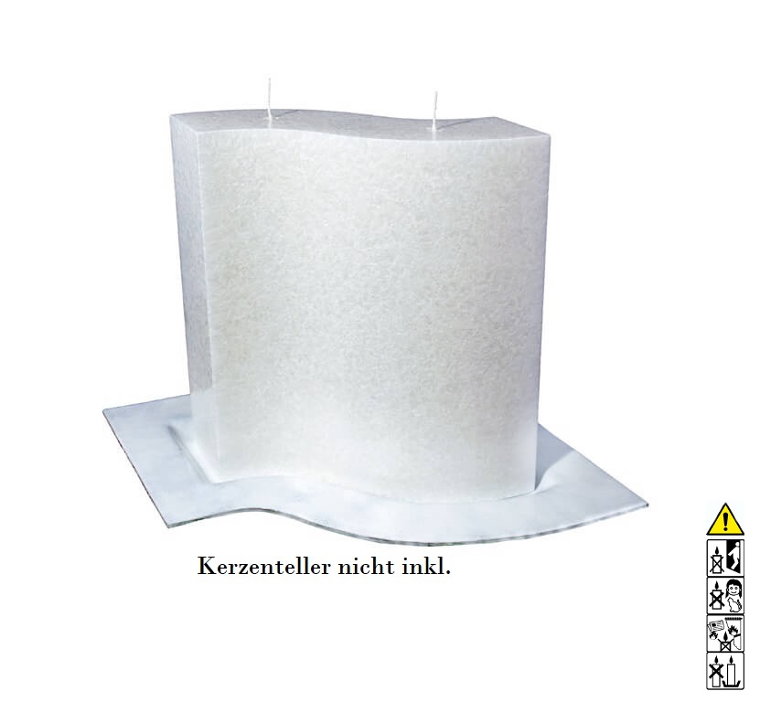 Kerzenrohling Welle Stearin weiß-kristall 270 x 270 x 90 mm 2 Dochte (ohne Kerzenteller) Kerzenrohling Welle Stearin weiß-kristall 270 x 270 x 90 mm 2 Dochte (ohne Kerzenteller)