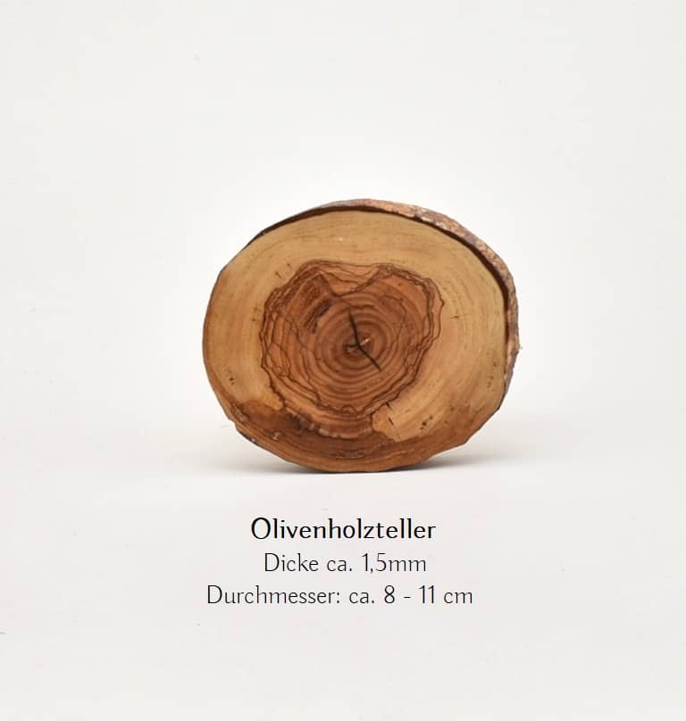 Kerzenteller rundlich Olivenholz 8 - 11 cm