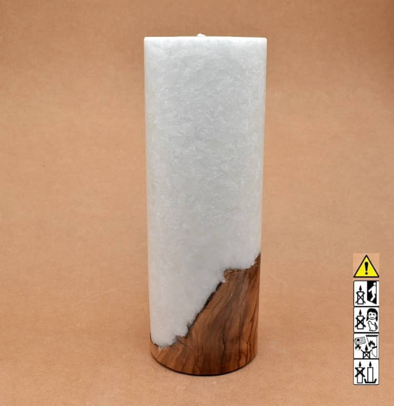 Kerze mit Holz Unikat Rund 90 x 250 mm mit Teelicht Nr.: 9