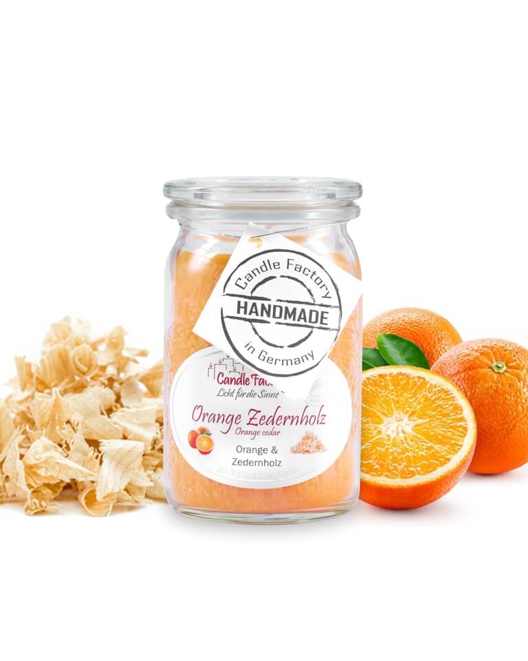 Hochwertige Duftkerze von Candle Factory Orange Zedernholz Baby Mini Jumbo Duftkerze im Glas in der Farbe orange g?nstig in Kerzen Online Shop kaufen. Duftkerzen im Glas. Geschenkidee Orange Zedernholz Baby Mini Jumbo Duftkerze im Glas in der Farbe orange
