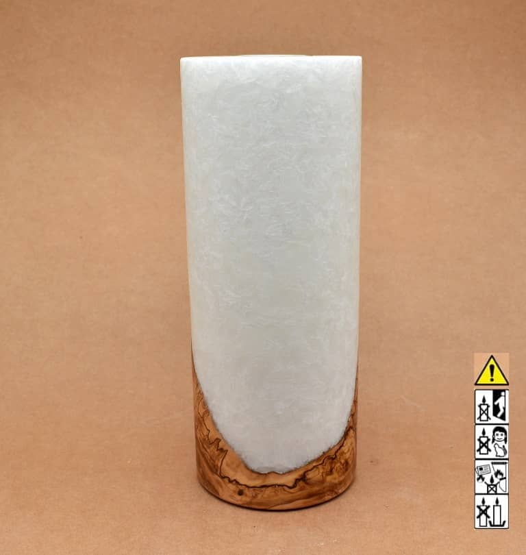 Kerze mit Holz Unikat Rund 100 x 250 mm mit Teelicht Nr.: 1