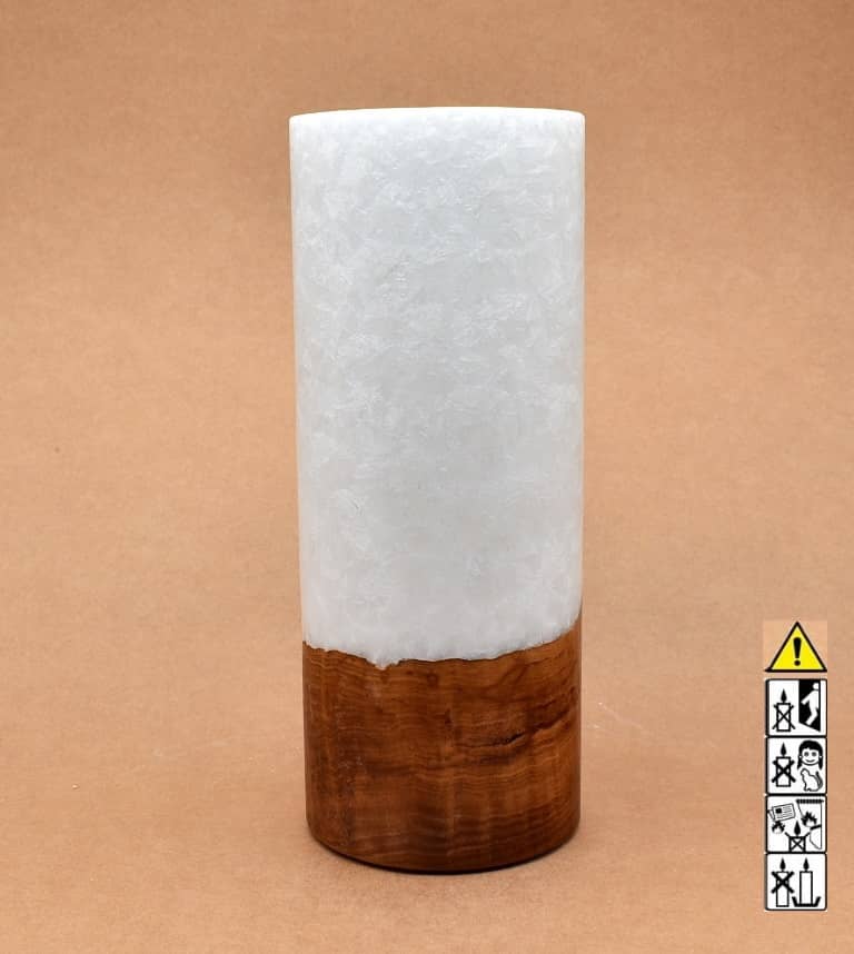 Kerze mit Holz Unikat Rund 100 x 250 mm mit Teelicht Nr.: 1