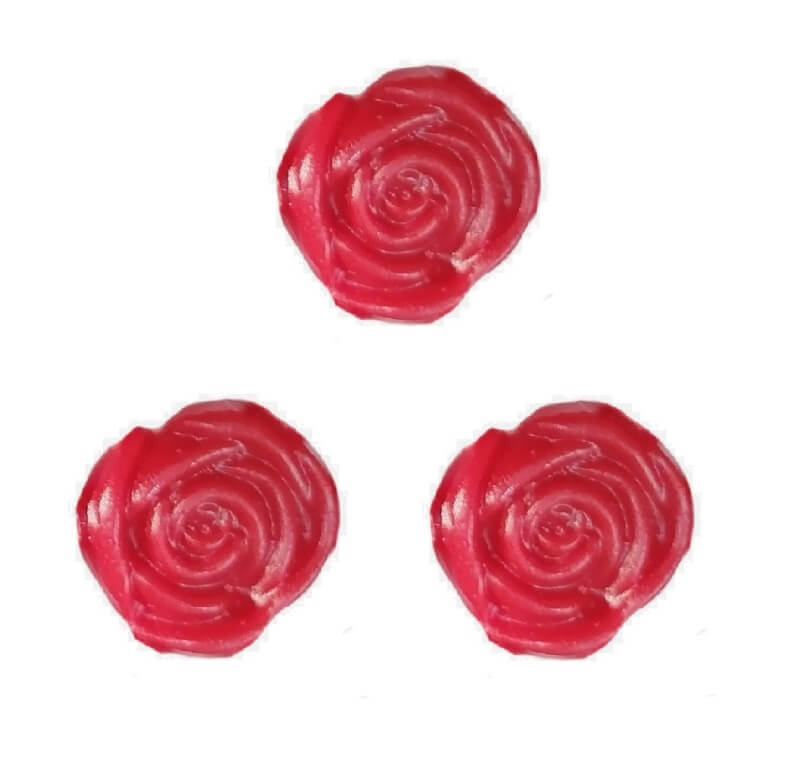 Rosenblüte 15mm in rot (3 Stück)