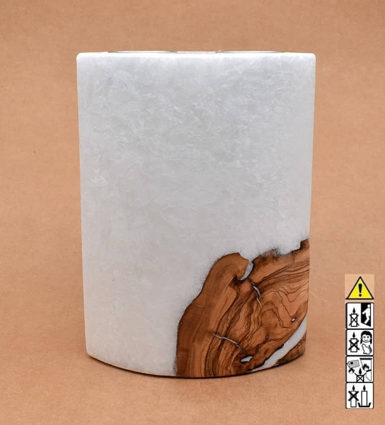 Kerze mit Holzelement, Individuelle, persönliche Hochzeitskerze  Holzkerze, Rund Stearinoptik, Hochzeitskerze mit Teelicht im Kerzen online Shop für Hochzeiten bestellen, günstig kaufen.