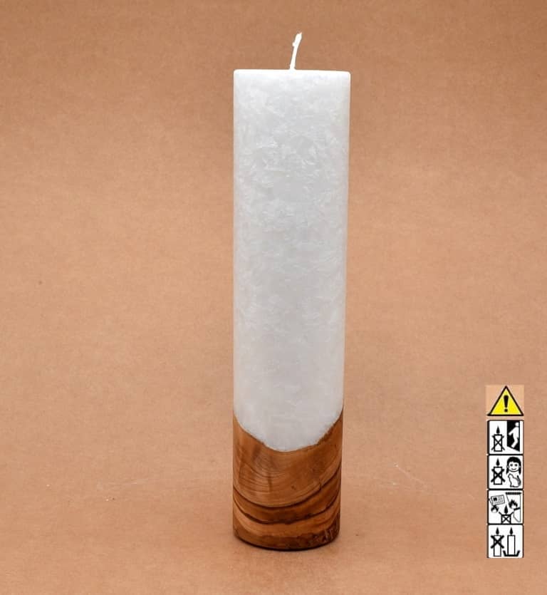 Kerze mit Holz Unikat Rund 60 x 250 mm mit Docht Nr.: 11