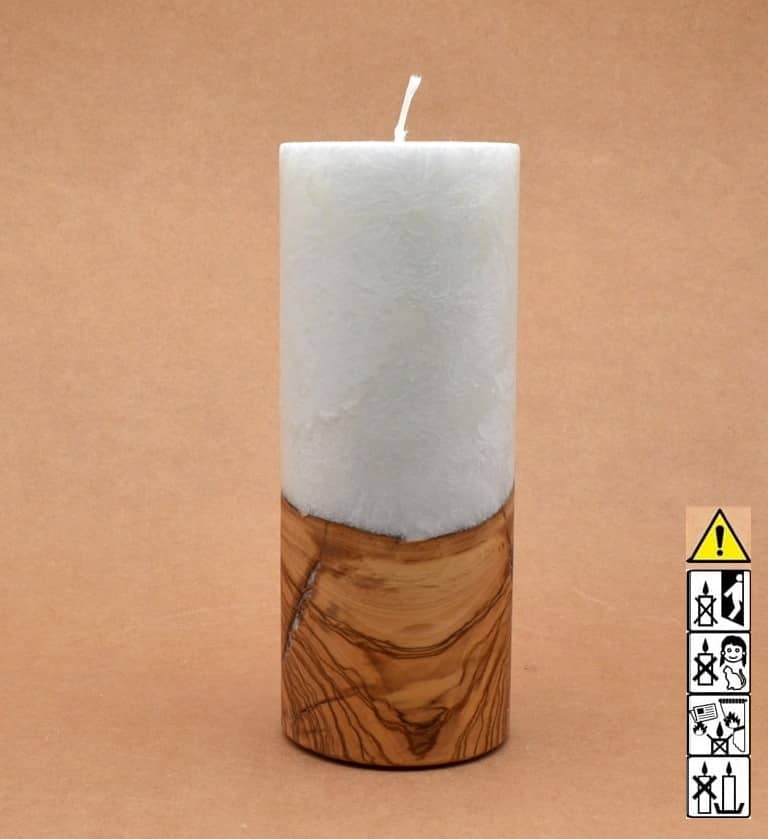 Kerze mit Holz Unikat Rund 80 x 200 mm mit Docht Nr.: 2 Kerze mit Holz Unikat Rund 80 x 200 mm mit Docht Nr.: 2