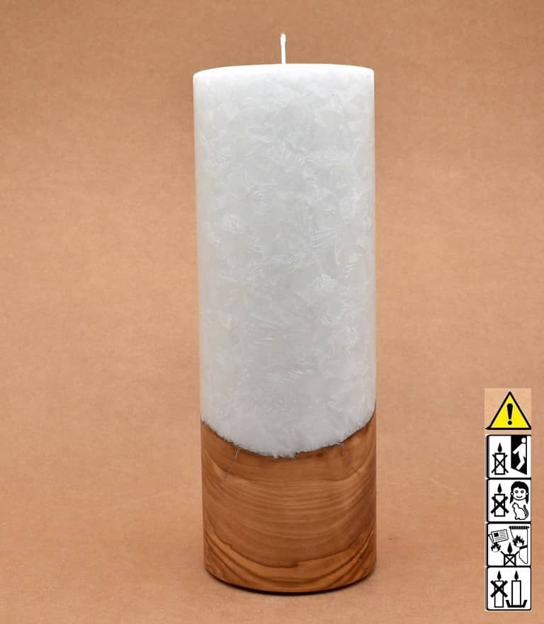 Kerze mit Holzelement, Individuelle, persönliche Hochzeitskerze  Holzkerze, Rund Stearinoptik, Hochzeitskerze mit Teelicht im Kerzen online Shop für Hochzeiten bestellen, günstig kaufen.