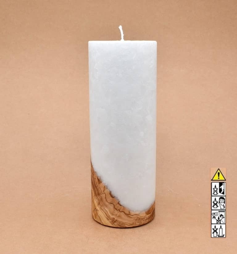 Kerze mit Holzelement, Individuelle, persönliche Hochzeitskerze  Holzkerze, Rund Stearinoptik, Hochzeitskerze mit Teelicht im Kerzen online Shop für Hochzeiten bestellen, günstig kaufen.