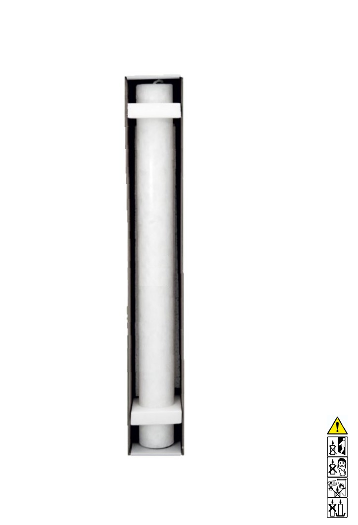 Kerzenrohling Rund Stearin weiß-kristall 30 x 400 mm mit Docht inkl. Verpackung