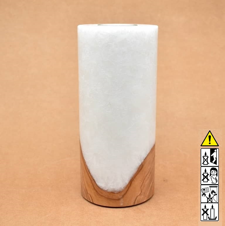Kerze mit Holz Unikat Rund 90 x 200 mm Nr.5. Jetzt in unserem Geschenke Onlineshop kaufen.