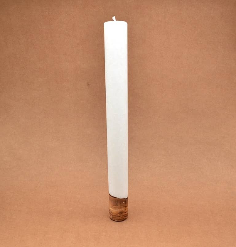 Kerze mit Holz Unikat Rund 40 x 400 mm ohne Teelichteinsatz 