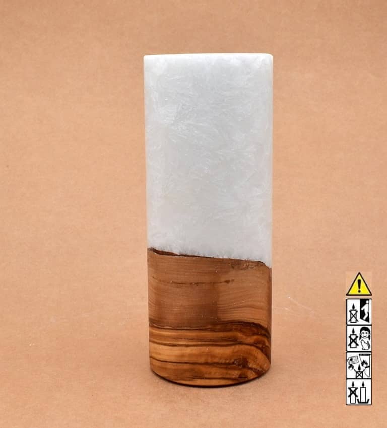 Kerze mit Holz Unikat Rund 80 x 200 mm mit Teelicht Nr.: 18