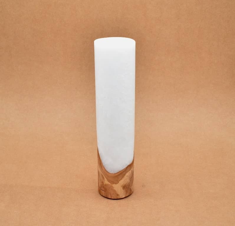 Kerze mit Holz Unikat Rund 60 x 250 mm ohne Teelichteinsatz Nr. 16