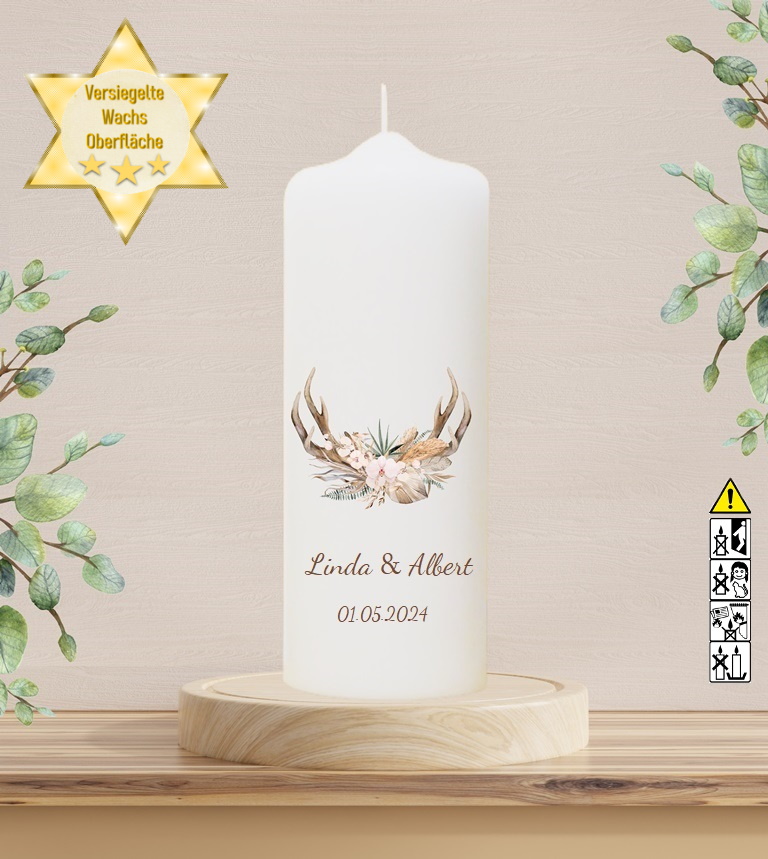 Personalisierte Hochzeitskerze "Jäger" 25 cm Personalisierte Hochzeitskerze "Jäger" 25 cm