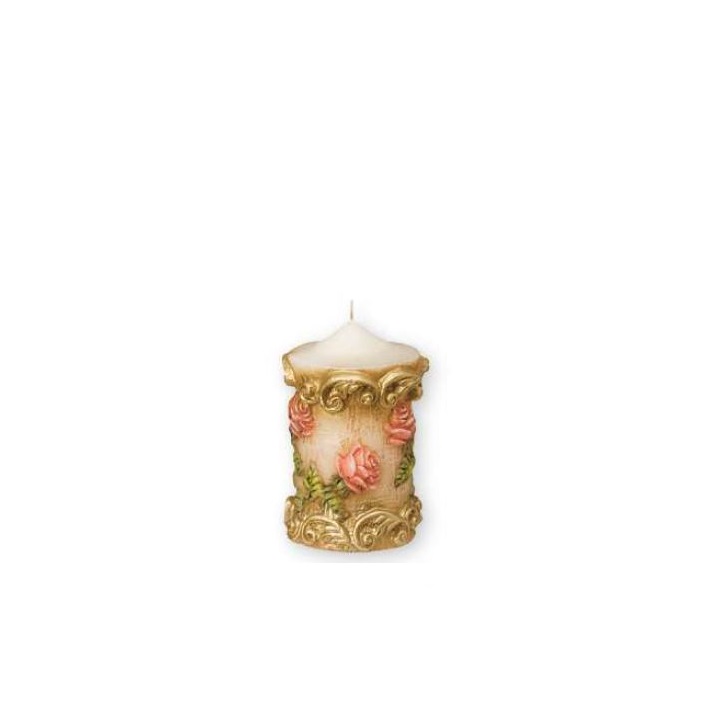 Zierkerze klein mit rosa Blüten Rundkerze 110 x 65 mm ist eine tolle nachhaltige Geschenkidee.