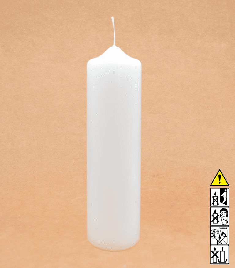 Kerzenrohling Spitzkopfkerze 300 x 80 mm getaucht weiß