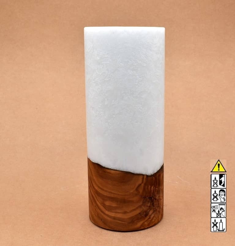 Kerze mit Holz Unikat Rund 100 x 250 mm mit Teelicht Nr.: 5