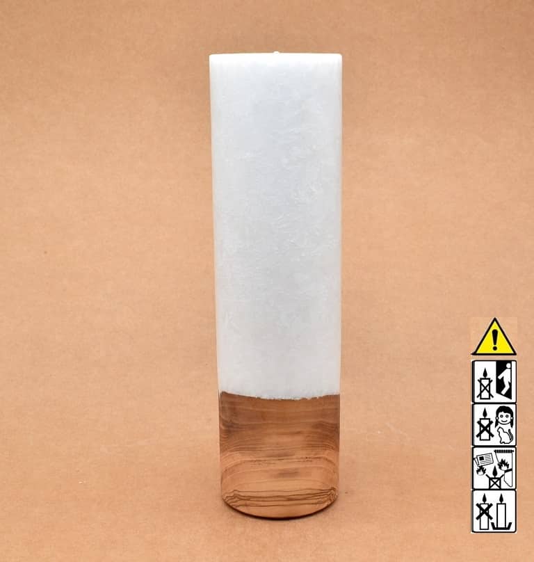 Kerze mit Holz Unikat Rund 70 x 250 mm mit Teelicht Nr.: 2