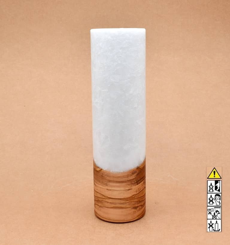 Kerze mit Holz Unikat Rund 70 x 250 mm mit Teelicht Nr.: 2